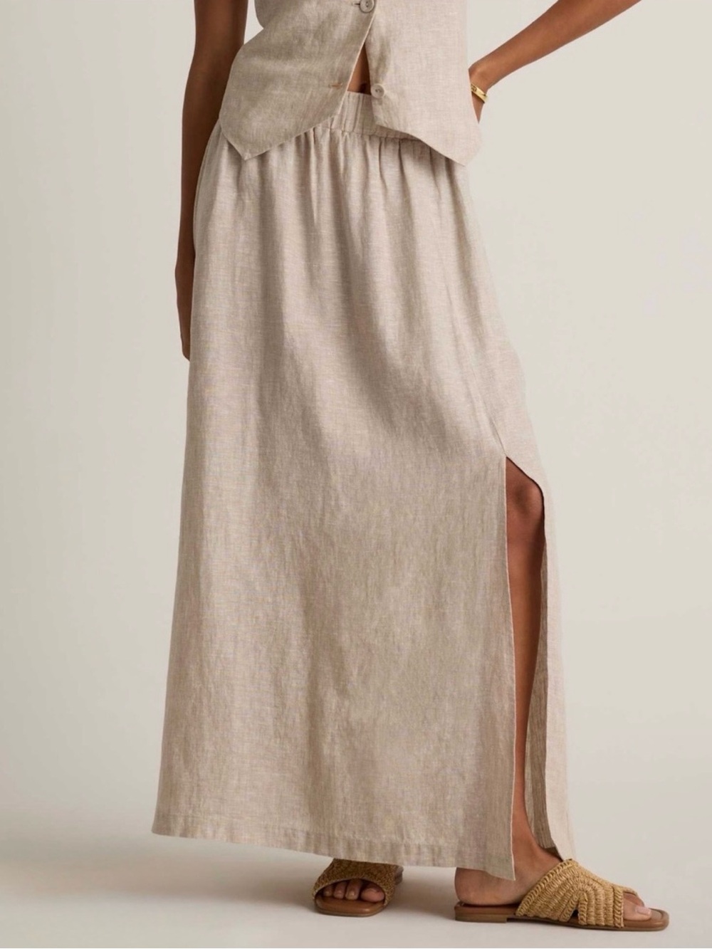 NWOT Quince Natural 100% European Linen Maxi Skirt